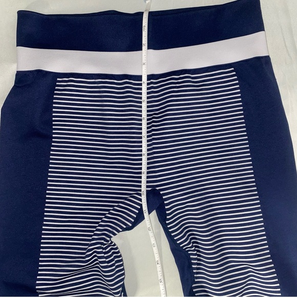 Champion Navy Blue/White Striped Cropped Legging, Size Large - Picture 8 of 11